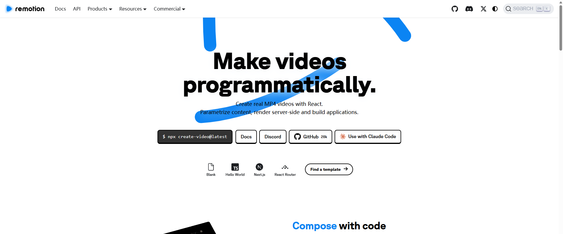 Remotion官网首页